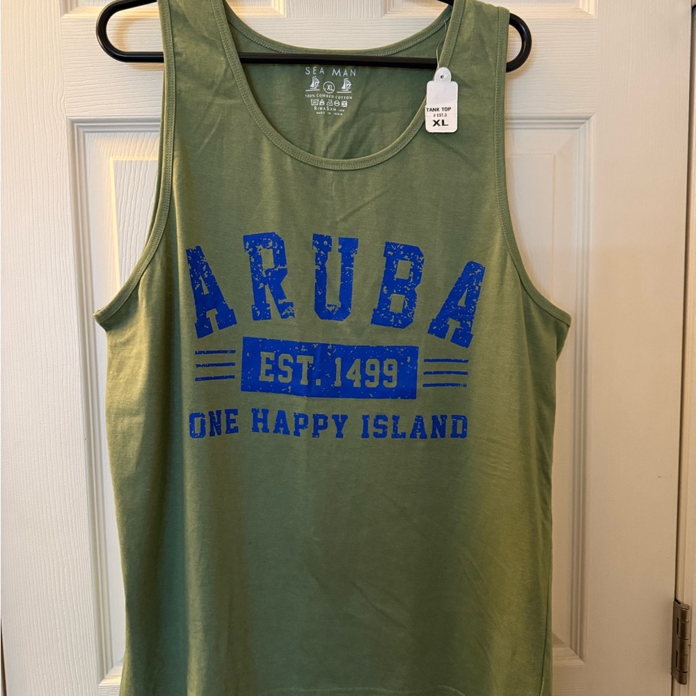 NWT Green Tank Top - Aruba One Happy Island
